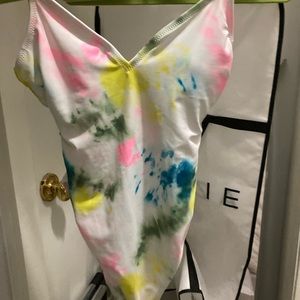 one-piece bathing suit. Size xtra sm and just like new.
